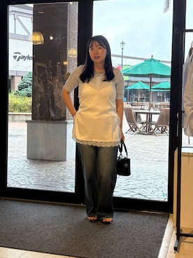 「Thevon（ゼボン）のGLDライントングサンダル（サンダル、ブラック系）」を使った、mayuuu528さん（レディース・158cm）の夏コーディネート