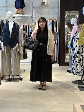 「Thevon（ゼボン）のGLDライントングサンダル（サンダル、ブラック系）」を使った、mayuuu528さん（レディース・158cm）の春コーディネート