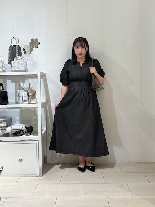 セール】ウエストタックランタンスリーブデニムワンピース（ワンピース