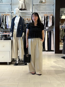 「Thevon（ゼボン）のドットビスチェセットTシャツ（Tシャツ/カットソー、ブラック系）」を使った、mayuuu528さん（レディース・158cm）の夏コーディネート