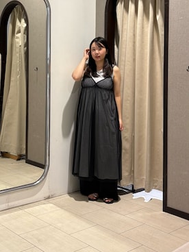 「Thevon（ゼボン）のノースリワンピース×チュールキャミワンピースセット（ワンピース、ブラック系）」を使った、mayuuu528さん（レディース・158cm）の夏コーディネート