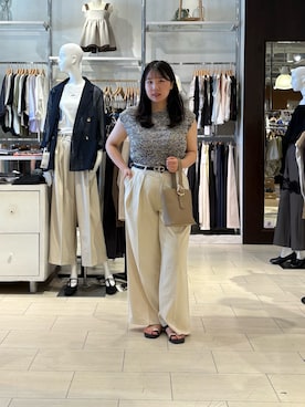 「Thevon（ゼボン）のMIXフレンチニット（ニット/セーター、ブラック系）」を使った、mayuuu528さん（レディース・158cm）の夏コーディネート