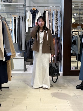 「Thevon（ゼボン）の裏配色テーラードジャケット（テーラードジャケット、ブラウン系）」を使った、mayuuu528さん（レディース・158cm）の春コーディネート