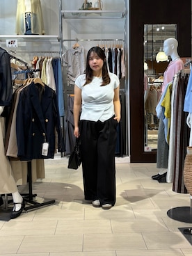 「Thevon（ゼボン）のアシメクロスフレンチニット（ニット/セーター、ブルー系）」を使った、mayuuu528さん（レディース・158cm）の春コーディネート