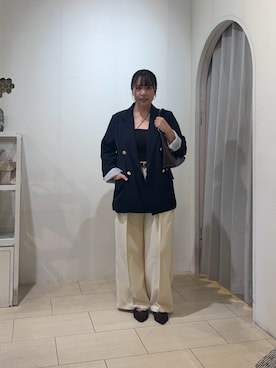 「アイテム（テーラードジャケット、ブルー系）」を使った、mayuuu528さん（レディース・158cm）の秋コーディネート