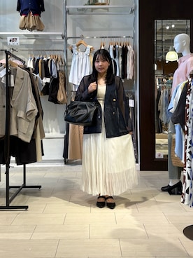 「Thevon（ゼボン）のGOLDボタンメッシュテーラードジャケット（テーラードジャケット、ブルー系）」を使った、mayuuu528さん（レディース・158cm）の春コーディネート