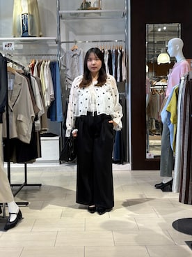 「Thevon（ゼボン）のカットリブカップ付きキャミ（キャミソール、ホワイト系）」を使った、mayuuu528さん（レディース・158cm）の春コーディネート