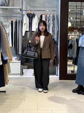 「Thevon（ゼボン）の裏配色テーラードジャケット（テーラードジャケット、ブラウン系）」を使った、mayuuu528さん（レディース・158cm）の春コーディネート