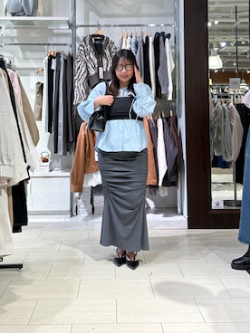 「Thevon（ゼボン）のVラインミュールパンプス（パンプス、ブラック系）」を使った、mayuuu528さん（レディース・158cm）の春コーディネート