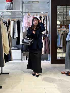 「Thevon（ゼボン）のドレープマーメイドスカート（スカート、ブラック系）」を使った、mayuuu528さん（レディース・158cm）の春コーディネート