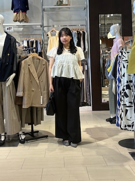 「Thevon（ゼボン）のシアードットシャーリングフレンチブラウス（シャツ/ブラウス、ホワイト系）」を使った、mayuuu528さん（レディース・158cm）の春コーディネート