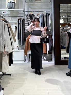 「Thevon（ゼボン）のビスチェ×袖リボンシャツ（シャツ/ブラウス、ピンク系）」を使った、mayuuu528さん（レディース・158cm）の春コーディネート