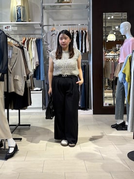 「Thevon（ゼボン）のMIXフレンチニット（ニット/セーター、ベージュ系）」を使った、mayuuu528さん（レディース・158cm）の春コーディネート