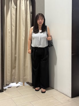 「Thevon（ゼボン）の裾バルーンノースリニット（ニット/セーター、グレー系）」を使った、mayuuu528さん（レディース・158cm）の夏コーディネート