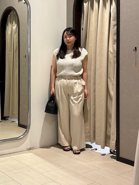 「Thevon（ゼボン）のMIXフレンチニット（ニット/セーター、ブルー系）」を使った、mayuuu528さん（レディース・158cm）の夏コーディネート