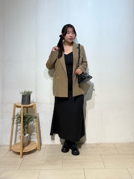 「Thevon（ゼボン）のゴールドボタンテーラードジャケット（テーラードジャケット、ベージュ系）」を使った、mayuuu528さん（レディース・158cm）の秋コーディネート