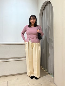 「Thevon（ゼボン）のアシメネックボタンリブニット（ニット/セーター）」を使った、mayuuu528さん（レディース・158cm）の秋コーディネート