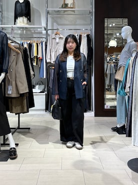 「Thevon（ゼボン）のGOLDボタンメッシュテーラードジャケット（テーラードジャケット、ブルー系）」を使った、mayuuu528さん（レディース・158cm）の春コーディネート