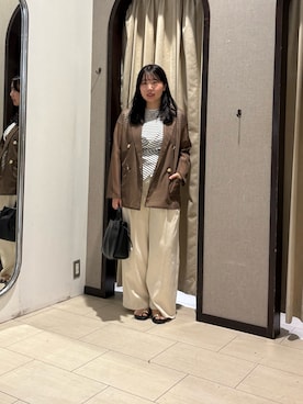 「Thevon（ゼボン）のアシメクロスフレンチニット（ニット/セーター、ホワイト系）」を使った、mayuuu528さん（レディース・158cm）の春コーディネート