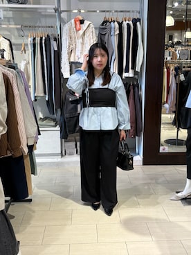 「Thevon（ゼボン）のベルトミュール（パンプス、ブラック系）」を使った、mayuuu528さん（レディース・158cm）の春コーディネート