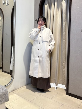 「アイテム（その他アウター、ホワイト系）」を使った、mayuuu528さん（レディース・158cm）の冬コーディネート