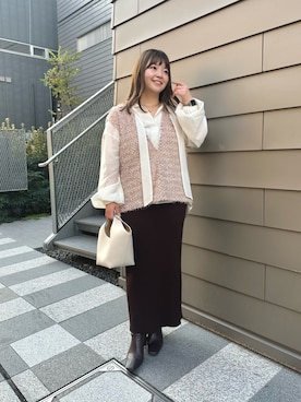 「アイテム（チョーカー）」を使った、さこちゃんさん（レディース・155cm）の冬コーディネート