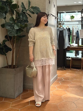 「RIVE DROITE（リヴドロワ）の【R.good（アールドットグッド）】ミドルコインショートネックレス（ネックレス、シルバー系）」を使った、さこちゃんさん（レディース・155cm）の春コーディネート