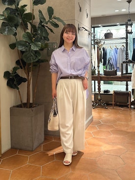 「RIVE DROITE（リヴドロワ）のアイテム（パンツ）」を使った、さこちゃんさん（レディース・155cm）の春コーディネート