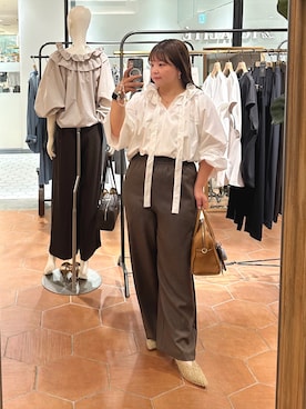 「RIVE DROITE（リヴドロワ）の【シーズンムードを高める】ボアミュール（その他シューズ）」を使った、さこちゃんさん（レディース・155cm）の夏コーディネート