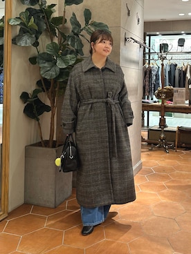 「アイテム（ステンカラーコート）」を使った、さこちゃんさん（レディース・155cm）の秋コーディネート