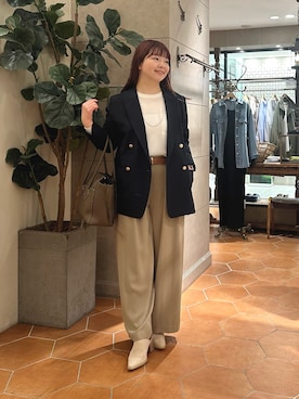 「RIVE DROITE（リヴドロワ）のジョーゼットポケットブラウス（シャツ/ブラウス、ホワイト系）」を使った、さこちゃんさん（レディース・155cm）の春コーディネート