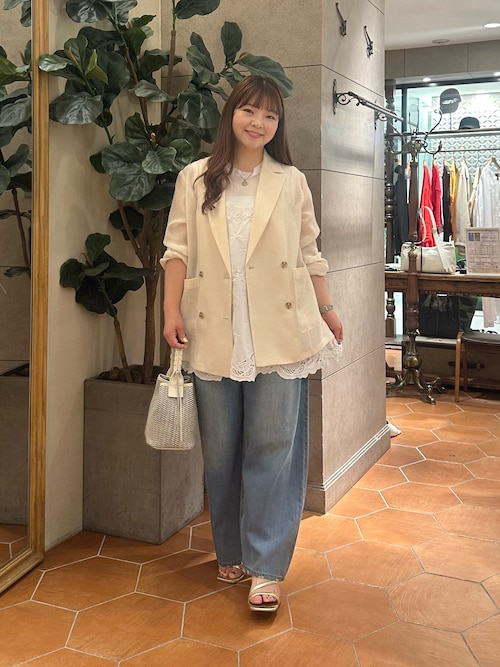 【新品タグ付き】【清涼感◎】カラミメッシュテーラードジャケット　グレージュ セール】【清涼感◎】カラミメッシュテーラードジャケット