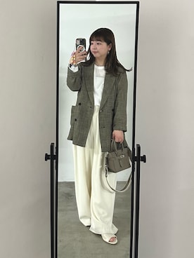 「RIVE DROITE（リヴドロワ）のジョーゼットポケットブラウス（シャツ/ブラウス、ホワイト系）」を使った、さこちゃんさん（レディース・155cm）の冬コーディネート