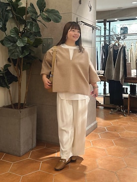 「アイテム（シューズ、イエロー系）」を使った、さこちゃんさん（レディース・155cm）の冬コーディネート