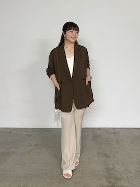 「RIVE DROITE（リヴドロワ）の【着けるだけできまる】レイヤードチョーカー（チョーカー、シルバー系）」を使った、さこちゃんさん（レディース・155cm）の春コーディネート