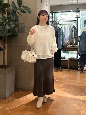 「RIVE DROITE（リヴドロワ）のジョーゼットポケットブラウス（シャツ/ブラウス、ホワイト系）」を使った、さこちゃんさん（レディース・155cm）の春コーディネート