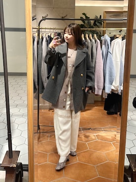 「アイテム（ピーコート）」を使った、さこちゃんさん（レディース・155cm）の秋コーディネート