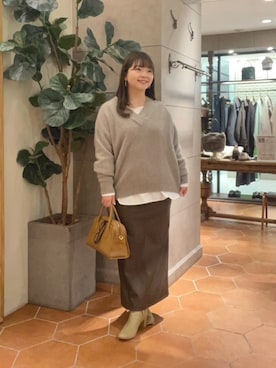 「アイテム（ボストンバッグ）」を使った、さこちゃんさん（レディース・155cm）の秋コーディネート