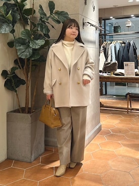 「アイテム（ピーコート）」を使った、さこちゃんさん（レディース・155cm）の秋コーディネート