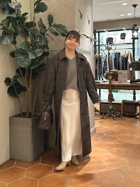 「アイテム（ステンカラーコート）」を使った、さこちゃんさん（レディース・155cm）の秋コーディネート