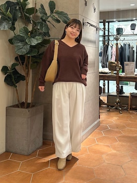 「RIVE DROITE（リヴドロワ）のアイテム（ショルダーバッグ）」を使った、さこちゃんさん（骨格ストレート・レディース・155cm）の秋コーディネート