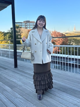 「アイテム（ピーコート）」を使った、さこちゃんさん（レディース・155cm）の秋コーディネート