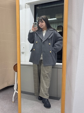 「アイテム（ピーコート）」を使った、さこちゃんさん（レディース・155cm）の秋コーディネート