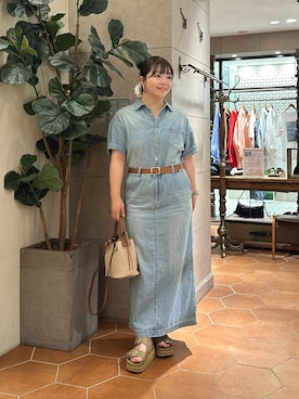 「デニムワンピース」｜さこちゃんさん（レディース・155cm）の夏コーディネート