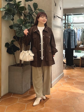 「RIVE DROITE（リヴドロワ）のジョーゼットポケットブラウス（シャツ/ブラウス、ホワイト系）」を使った、さこちゃんさん（レディース・155cm）の春コーディネート