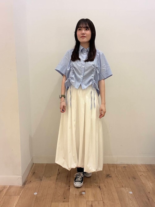 セール】クロップドシャーリングシャツ(半袖)（シャツ/ブラウス