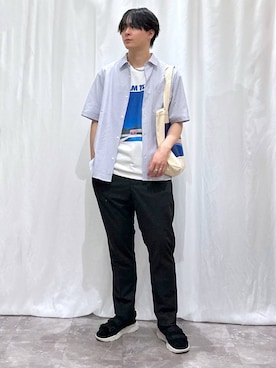 「アイテム（トートバッグ）」を使った、kazuoさん（メンズ・182cm）の夏コーディネート