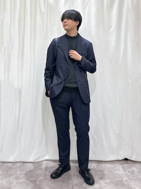 「アイテム（テーラードジャケット、ブルー系）」を使った、kazuoさん（メンズ・182cm）の夏コーディネート
