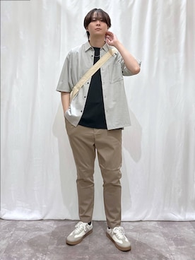 「GLOBAL WORK（グローバルワーク）のエアかるクラシックスニーカー/142642（スニーカー、ベージュ系）」を使った、kazuoさん（メンズ・182cm）の春コーディネート