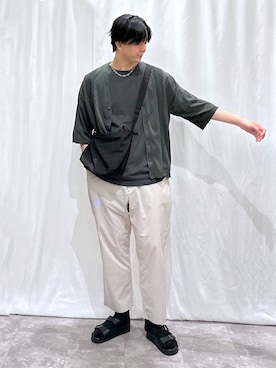 「アイテム（カーディガン/ボレロ）」を使った、kazuoさん（メンズ・182cm）の夏コーディネート
